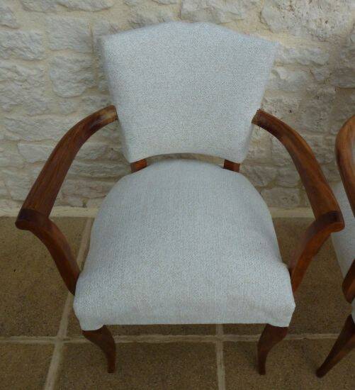 2 chic bridge armchairs from the 1950s completely refurbished in solid wood.