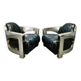 Paire de fauteuils en cuir et acier Aviator de Timothy Oulton des années 1990.