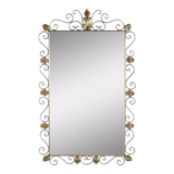 Rectangular mirror from the 50s and 60s on a brass frame
