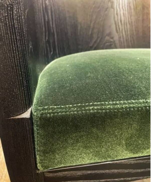 Gilles & Boissier Art Deco armchair in cedar and velvet