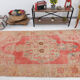5x9 pale red & tan beige vintage rug 146x279cm