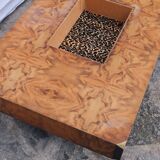 Table basse en loupe d'orme Alveo Willy Rizzo vintage
