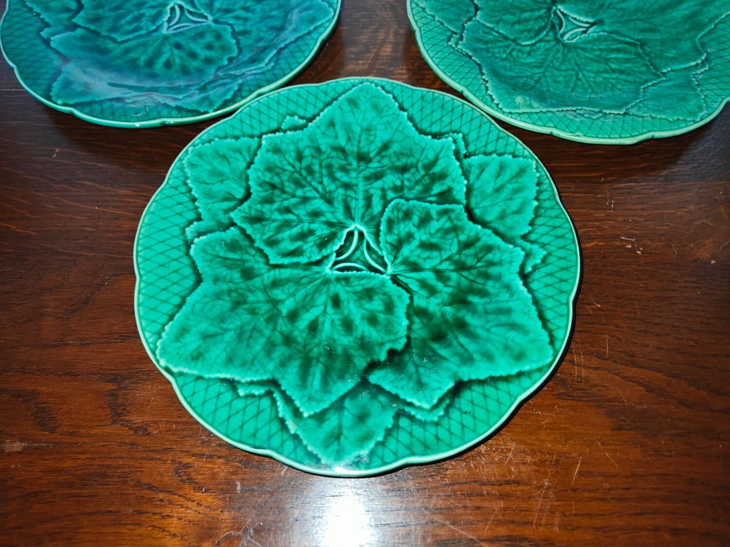 3 Old plates Gien France Creation Primefleur