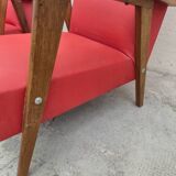 Vintage 1950s children's sofa and two armchairs with compass feet