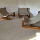 Sling chair in pine, canvas and sheepskin, 1970s