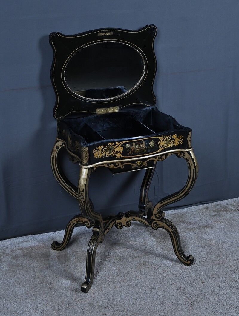 Painted wooden work table, Napoleon III period – mid 19th century