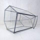 Glass terrarium mini cactus greenhouse in glass and metal