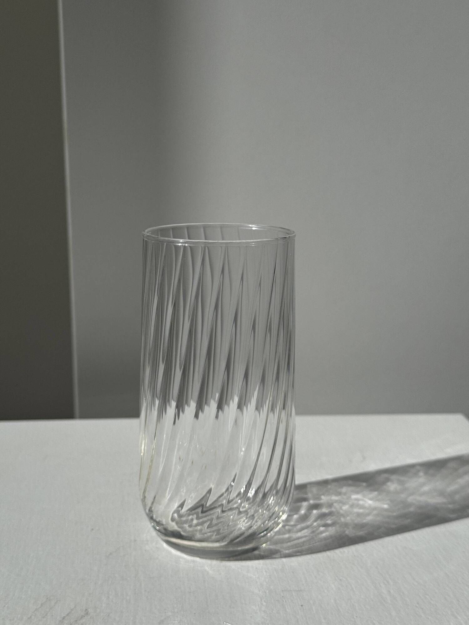 Set of 6 orangeade glasses in ribbed glass