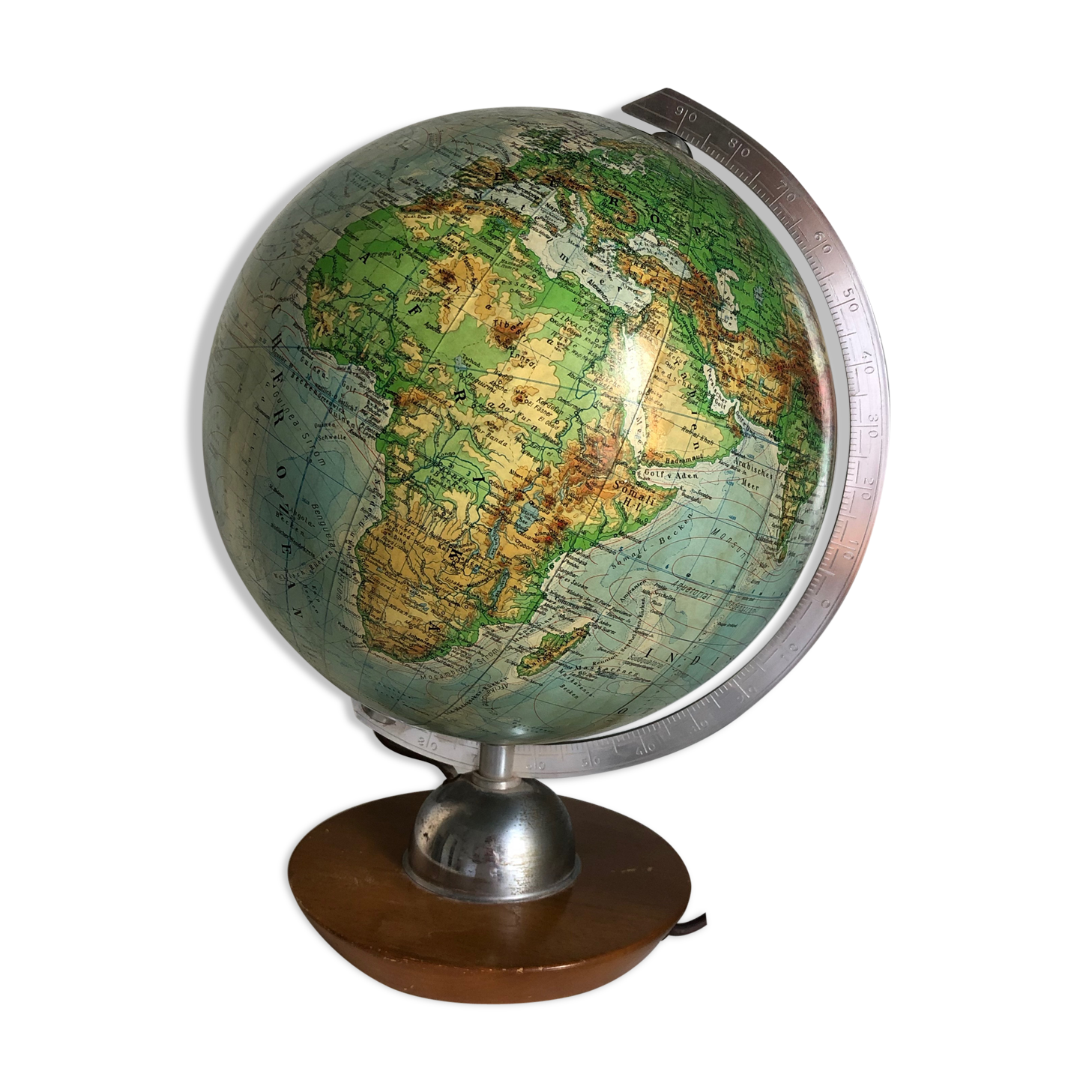 Earth Globe Glass Vintage JRO Verlag 1960 - 35 cm
