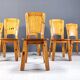 Vintage pine wood dining chairs - 1970s