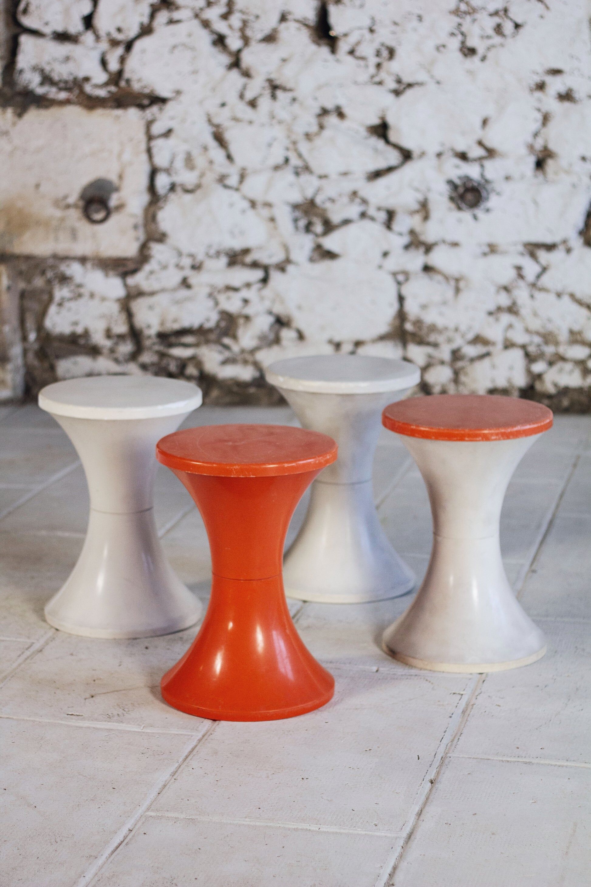 Dark orange Tam Tam stool by Henri Massonnet for Stamp, 1970