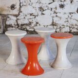 Dark orange Tam Tam stool by Henri Massonnet for Stamp, 1970