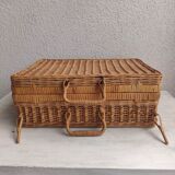 Wicker and vintage rattan suitcase