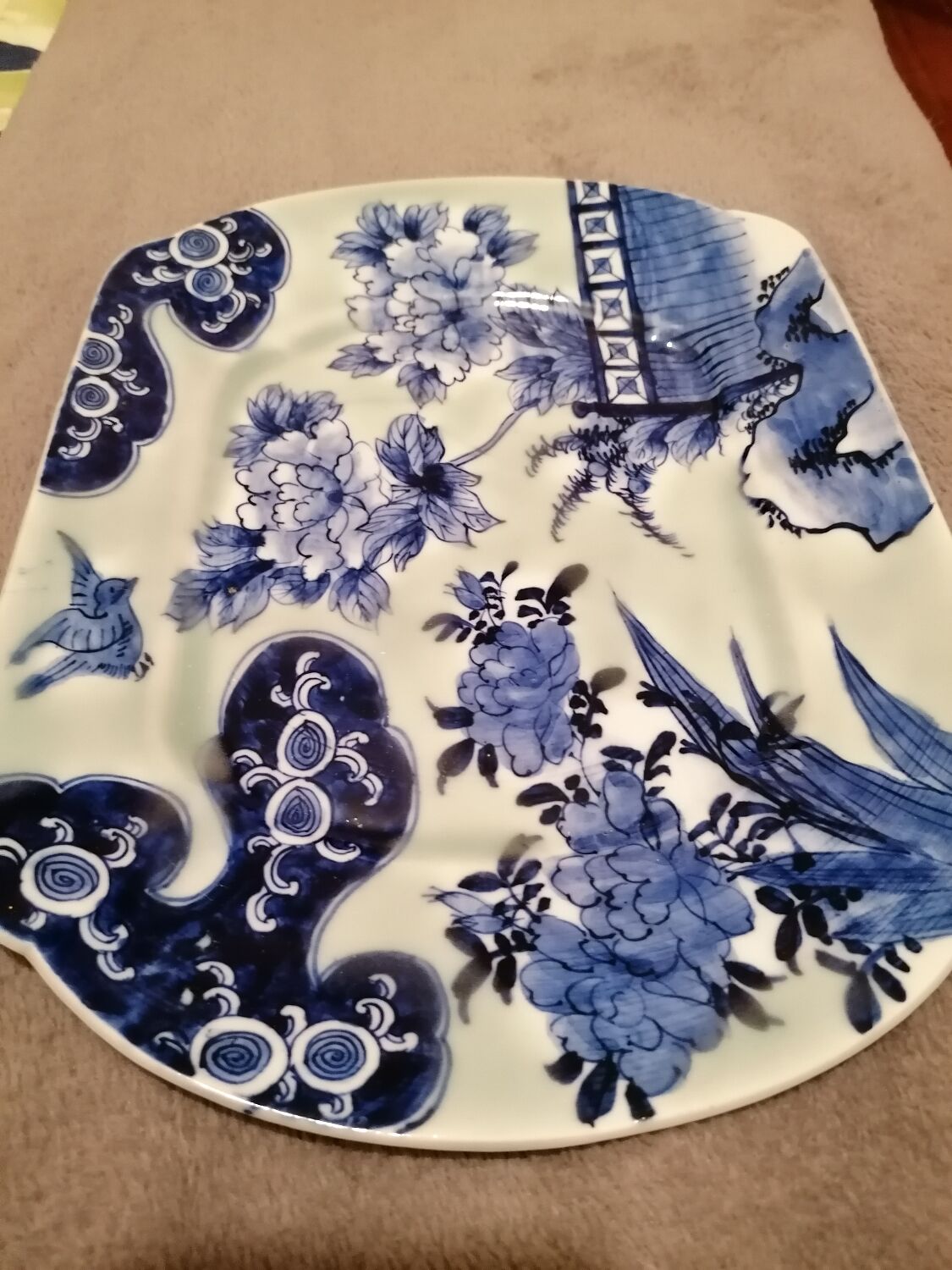 Rectangular dish 19th century Celadon green background Imari Japan