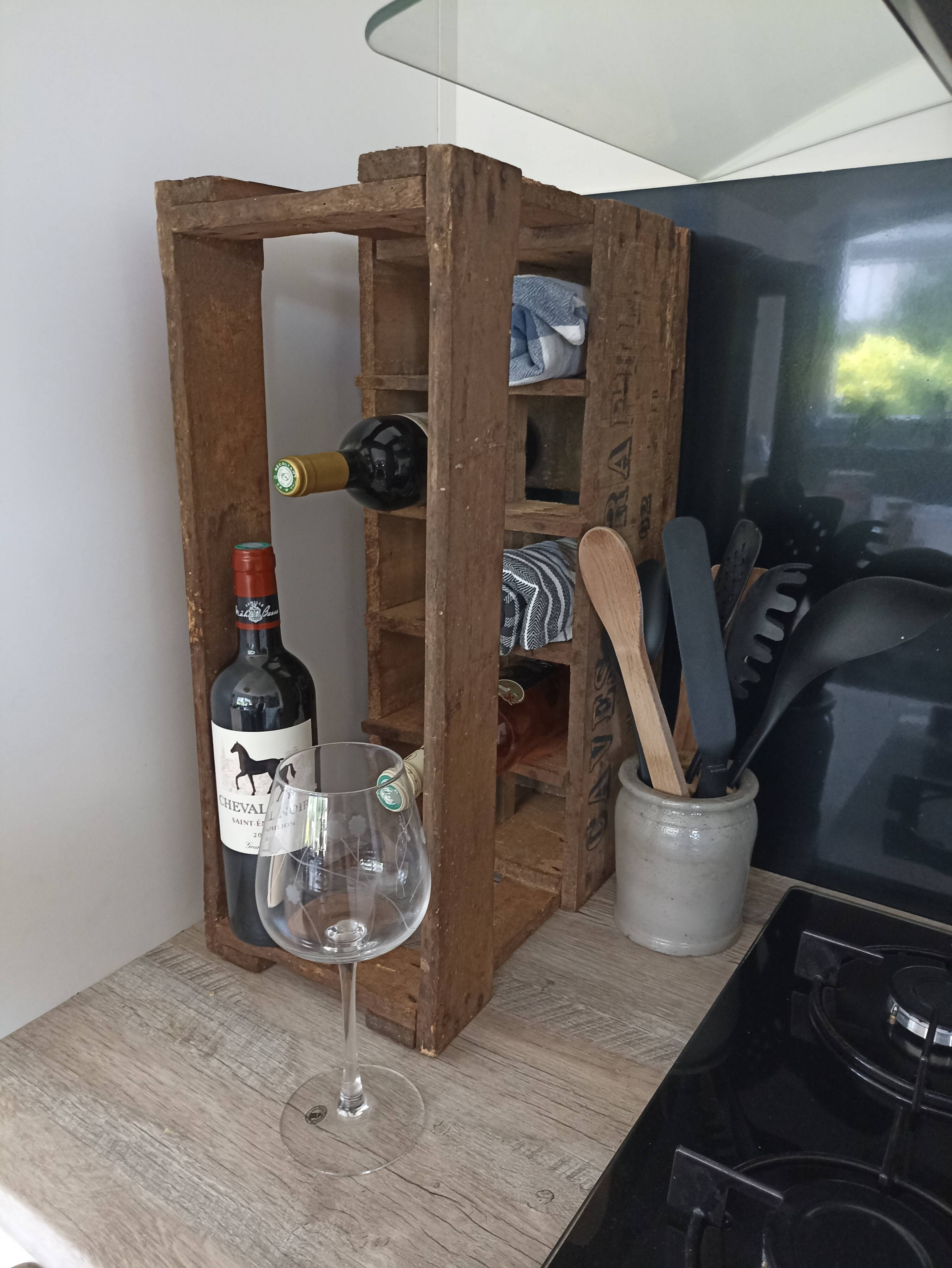Wooden box with lockers