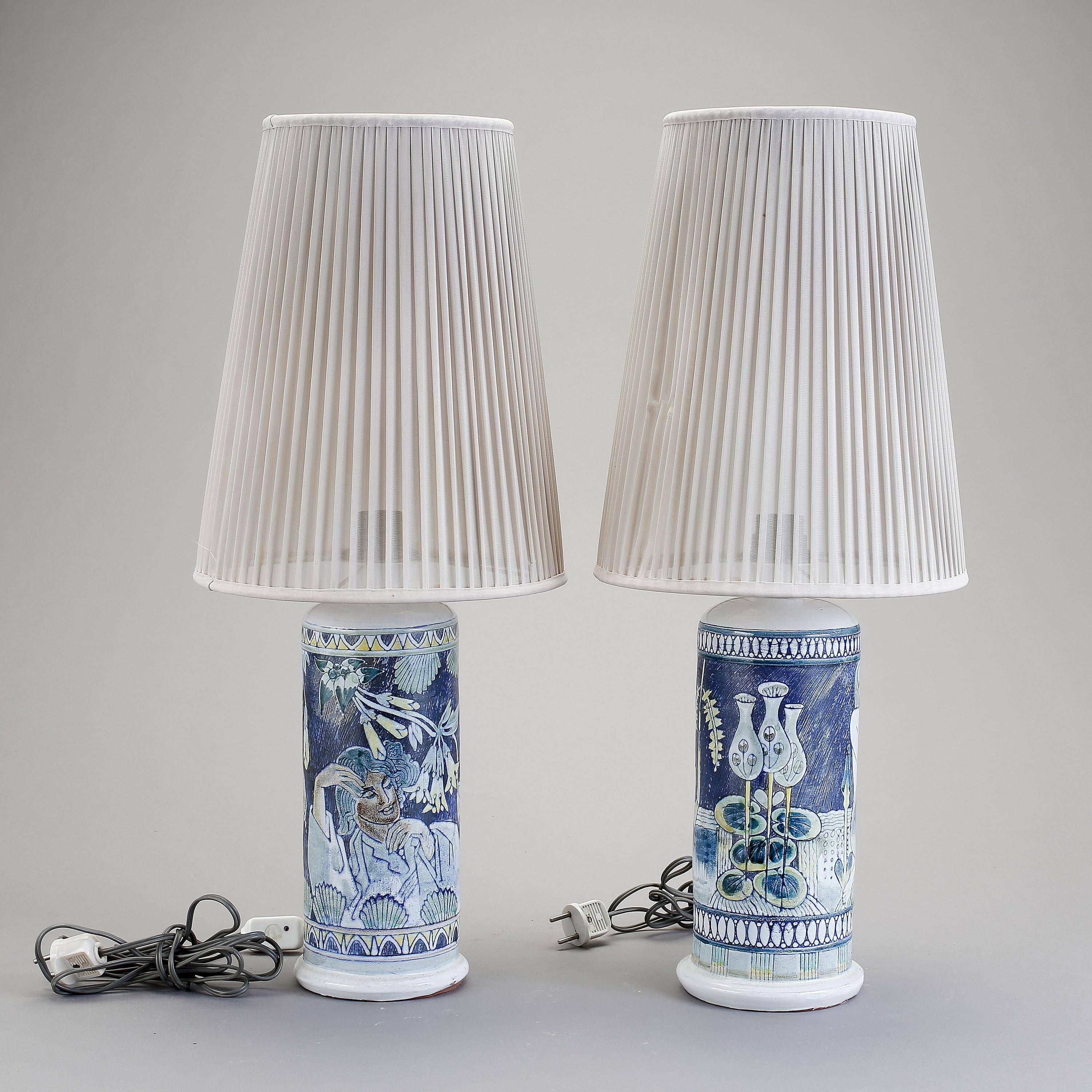 Table lamps by Marian Zawadzki for Tilgmans, Sweden, 1950, signed.