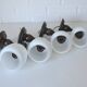 Set of 4 Vintage Lamps Wooden Wall Sconces Rustic Hand-turned Lighting