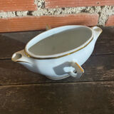 Double Sauce Boat Antique Gras & Maigre White Porcelain #D907