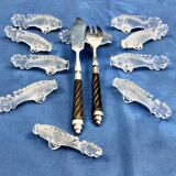 10 Art Deco fish knife holders signed YER