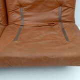 Pair of Lev & Lev Mid-century Modern Fiberglass Frame Leather Armchairs