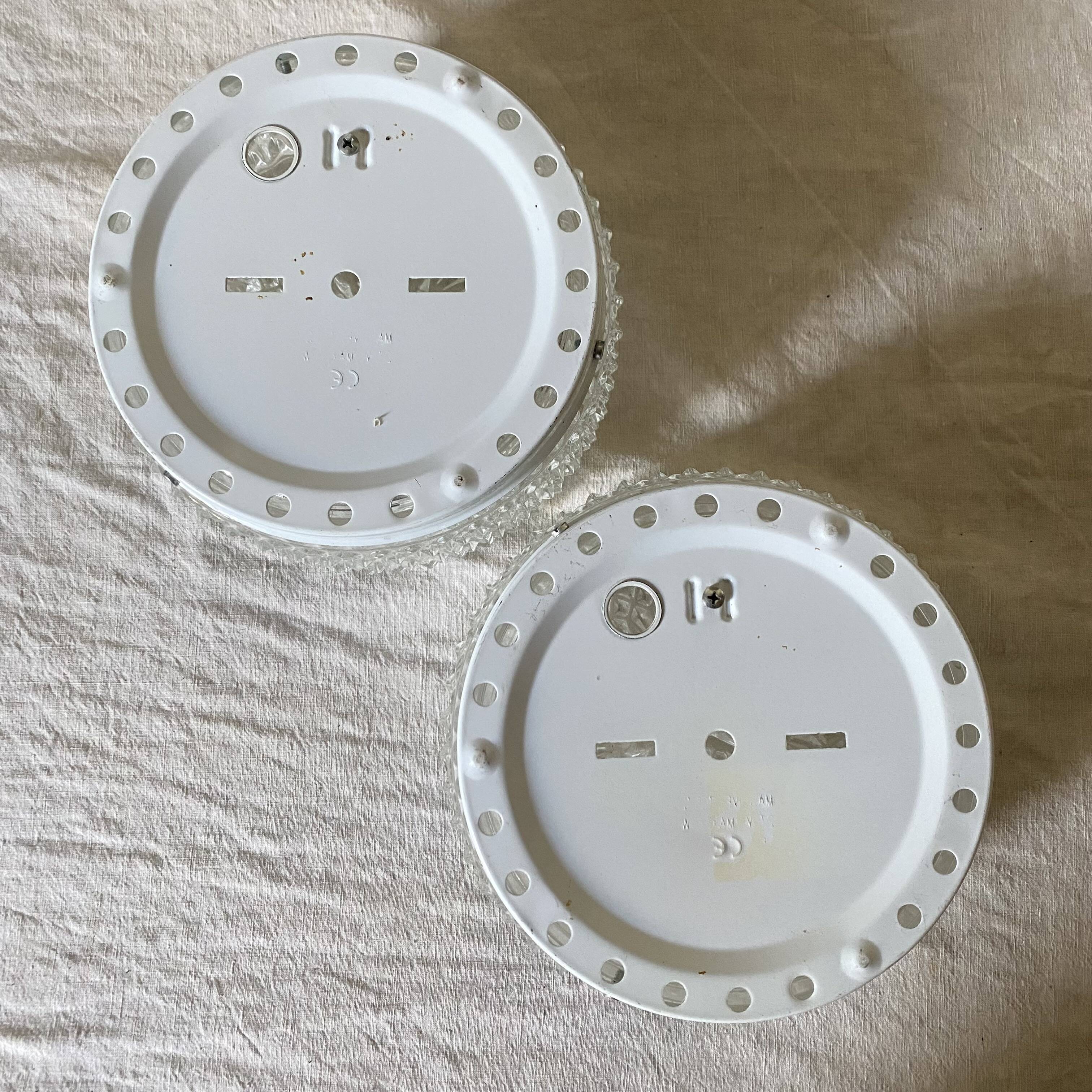 Pair of vintage glass ceiling lights