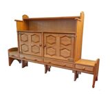 Vintage Brutalist Cabinet In Light Oak And Brass, Guillerme Et Chambron