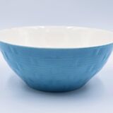 Salad bowl in earthenware Digoin Sarreguemines trompe l'oeil basket in blue