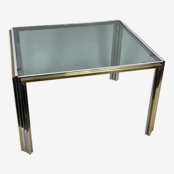 Mid-Century Modern chrome and brass side table, Romeo Rega style. 70s