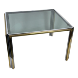 Mid-Century Modern chrome and brass side table, Romeo Rega style. 70s