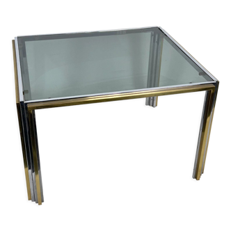 Mid-Century Modern chrome and brass side table, Romeo Rega style. 70s