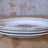 4 plates with central floral pattern and gold liseret Digoin & Sarreguemine