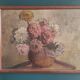 Vintage French oil painting of chrysanthemums