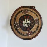 African conical hat, Fulani, in leather and braided rope, 1900, wall decoration