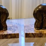 Paire de serre livres art deco marbre