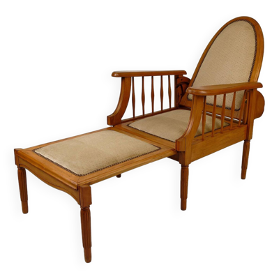 Chaise longue Morris en hêtre, Art Déco, France, Circa 1925