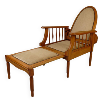 Chaise longue Morris en hêtre, Art Déco, France, Circa 1925