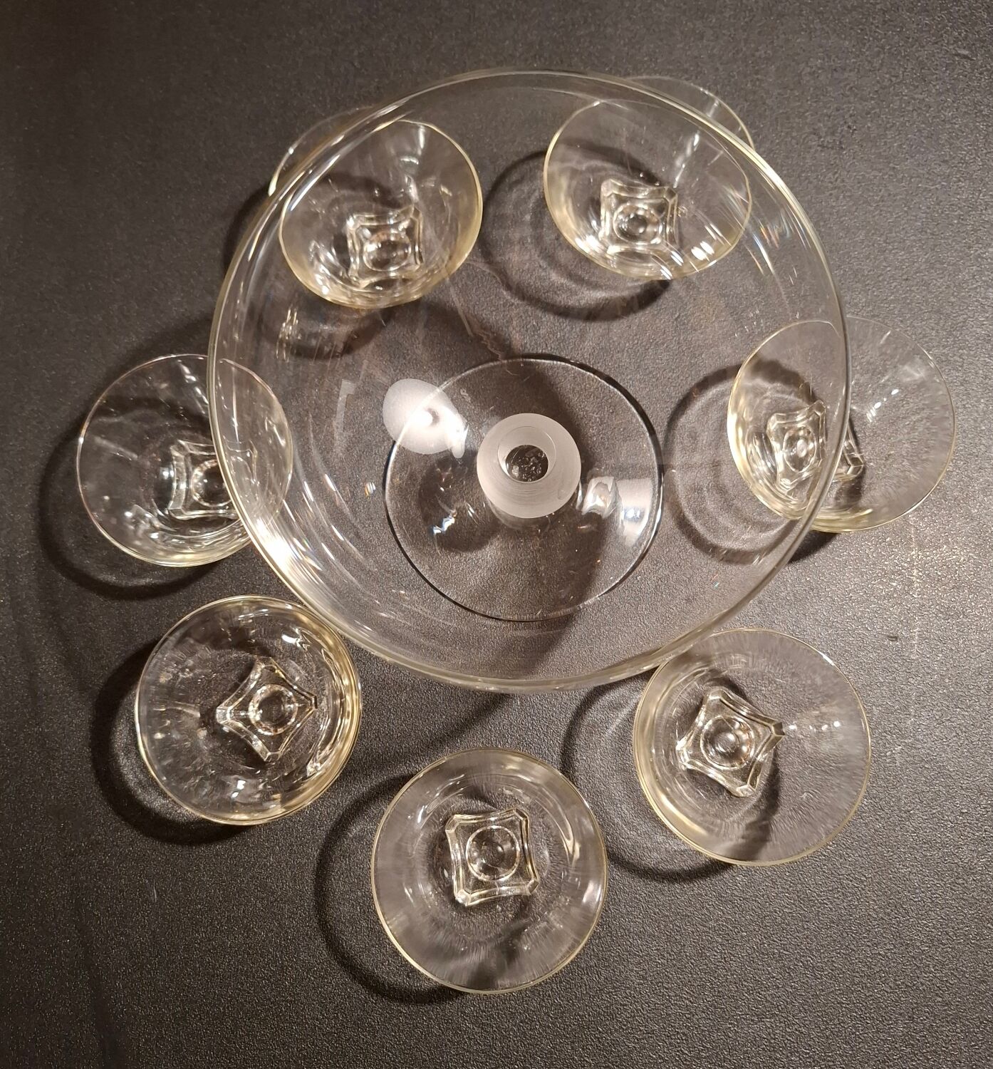 Crystal fruit bowl with 6 small bowls
