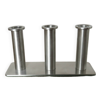 Triple stainless steel candle holder 1970