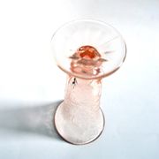 Vintage pink moulded glass cornucopia vase – bead and heart decoration