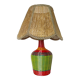 Bottle lamp in scoubidou, lampshade in rattan years 50/60