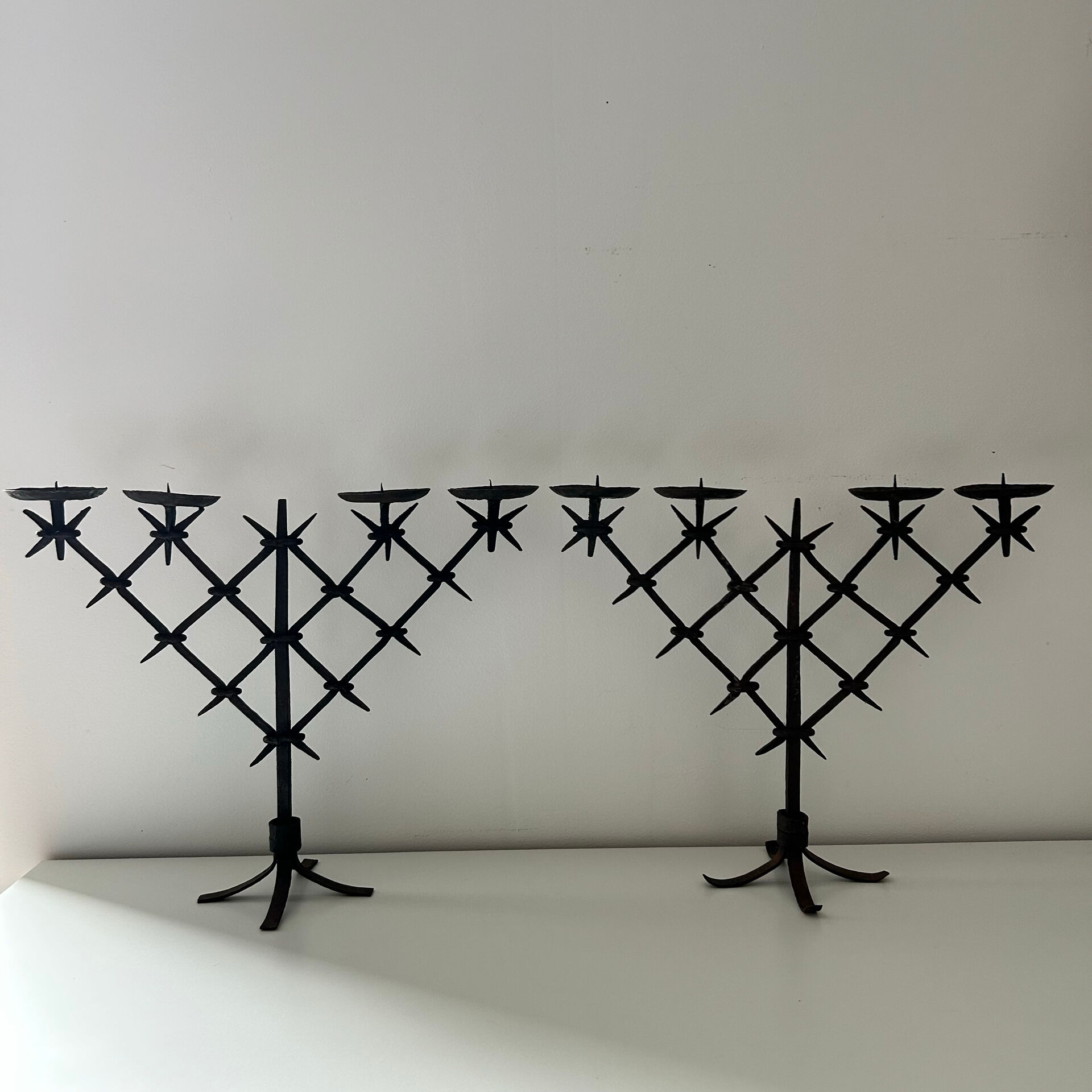 Pair of brutalist candlesticks