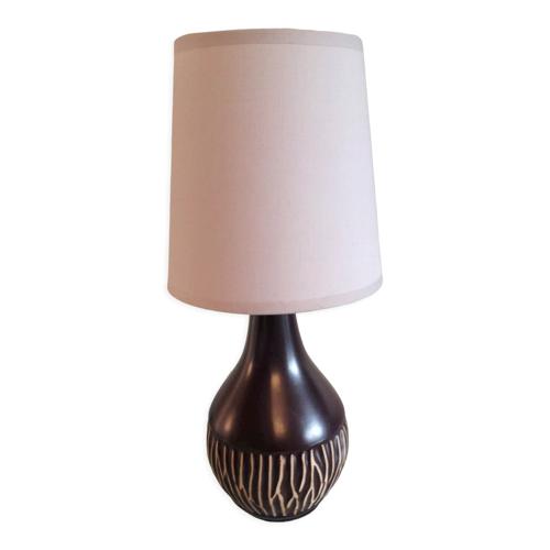 Lampe de chevet en ceramique marron vintage années 60-70