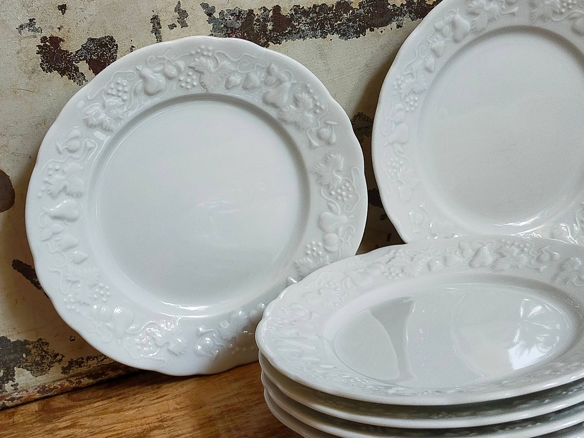 Six vintage Philippe Deshoulières Limoges California porcelain bread plates