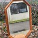 Vintage octagonal mirror in solid wood 55x36cm
