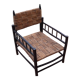 Modernist armchair in wood and braided rope, vintage 1950