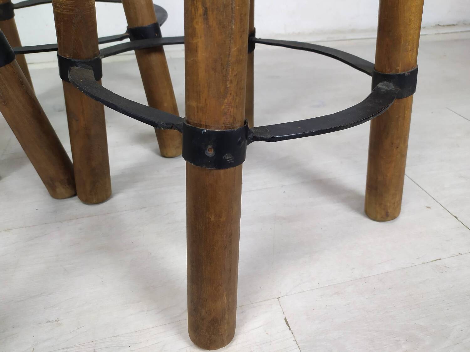 3 brutalist bar stools