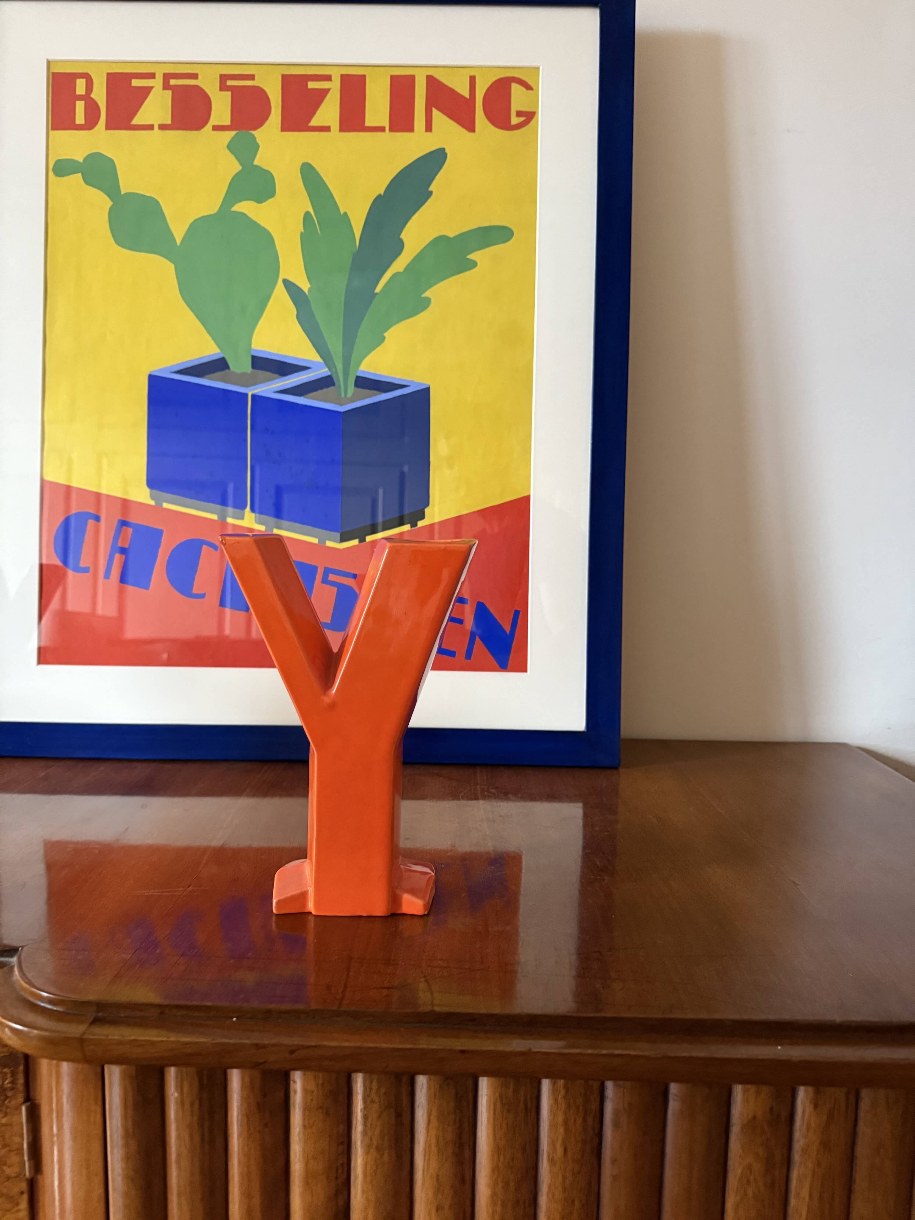 Space age orange Y solifleur vase, Marcel Radureau France 1970