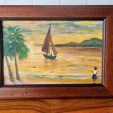 Tropical style sunset painting