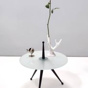 Tripod Beech and Glass Side Table in the Style of Cesare Lacca, Italy, 1980s