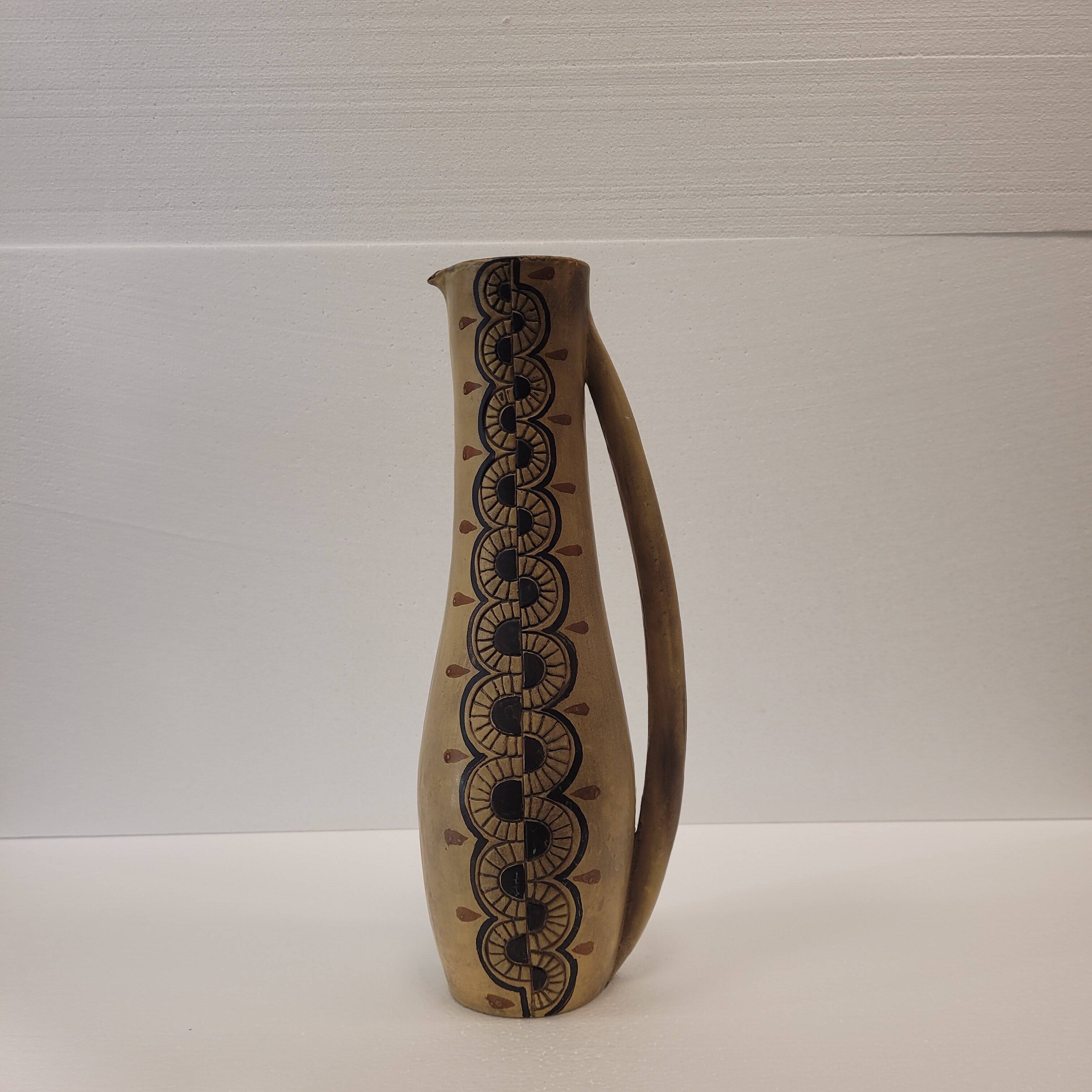 Jarrón / Jar in ceramic, Tribal style, 70's - France